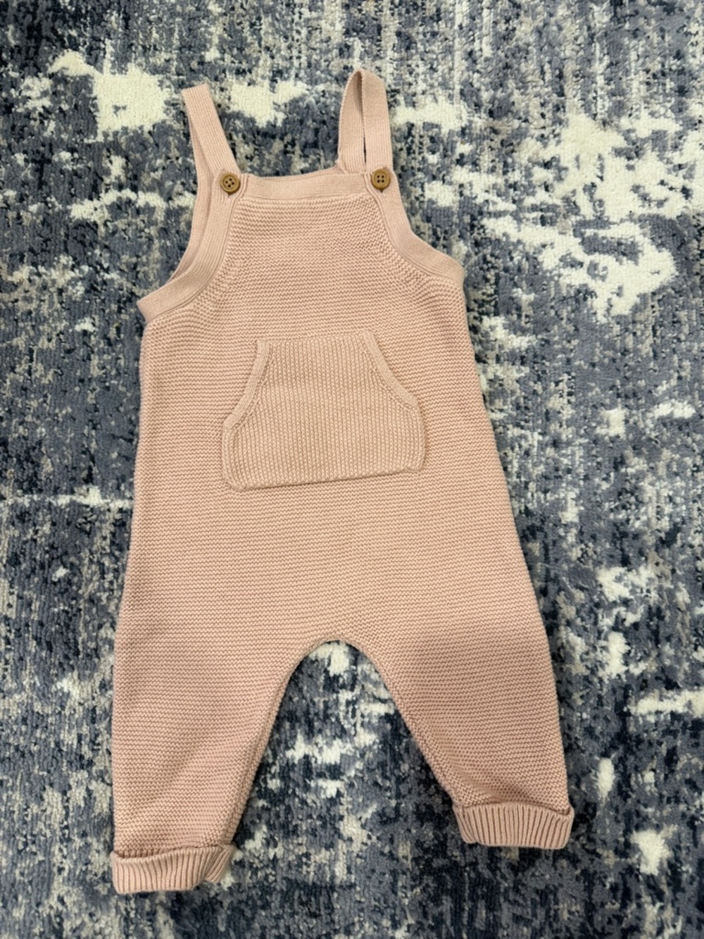 Baby Knit Pocket Overalls in Blush Pink